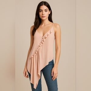Asos Assymetrical Elegant Pink Ruffle Top